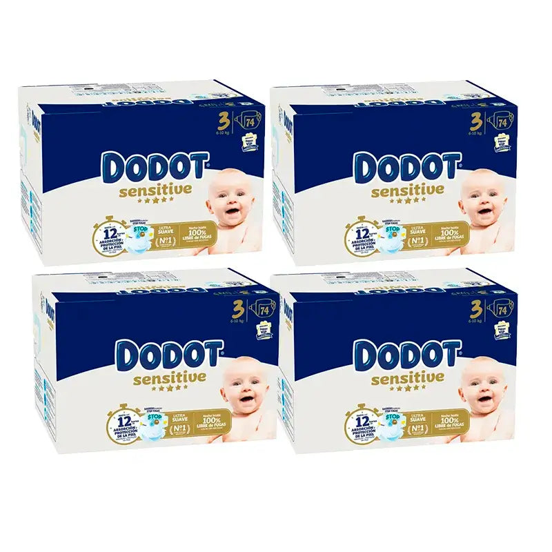 Dodot Sensitive Größe 3 Box, 4 x 74 Windeln