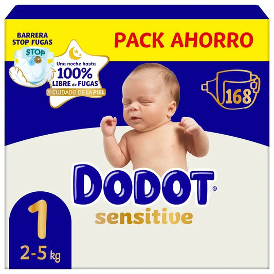 Dodot Sensitive Größe 1, Windeln, 2Kg-5Kg , 168 Stück