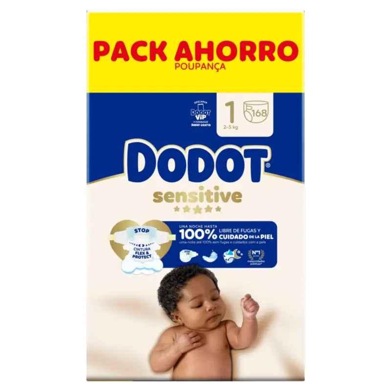 Dodot Sensitive Größe 1, Windeln, 2Kg-5Kg , 168 Stück