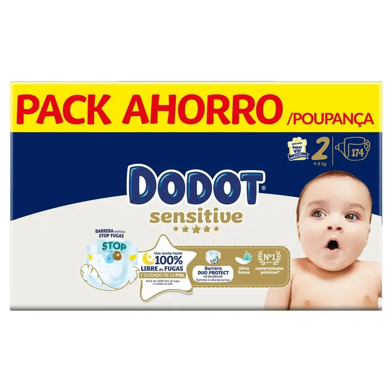 Dodot Sensitive Größe 2, Windeln, 4Kg-8Kg , 174 Stück