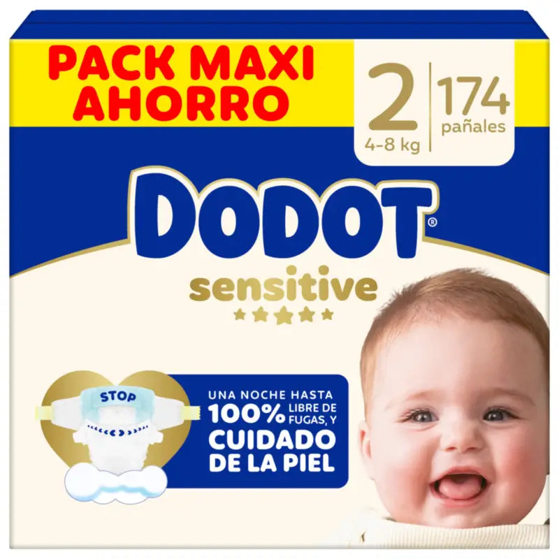 Dodot Sensitive Größe 2, Windeln, 4Kg-8Kg , 174 Stück