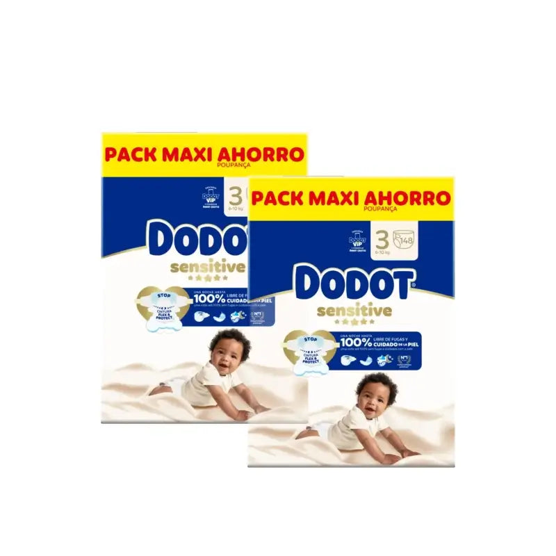 Dodot Sensitive Size 3 Nappies 6–10 kg, Pack of 2 × 148