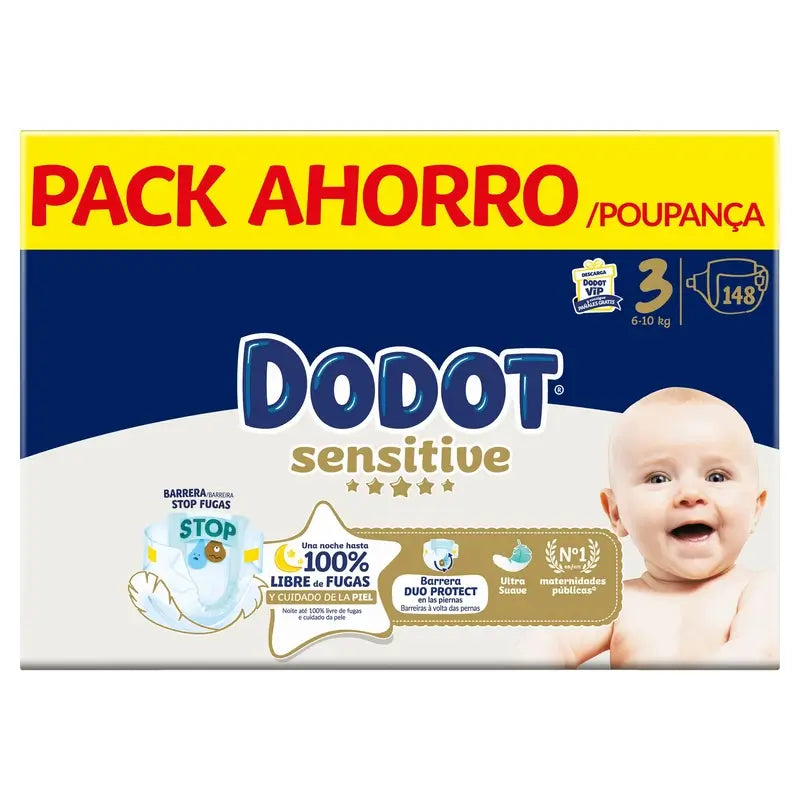 Dodot Sensitive Größe 3, Windeln, 6Kg-10Kg , 148 Stück