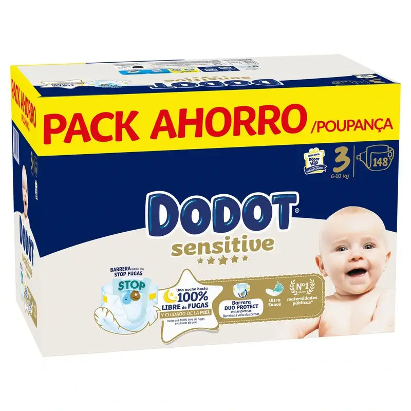 Dodot Sensitive Größe 3, Windeln, 6Kg-10Kg , 148 Stück