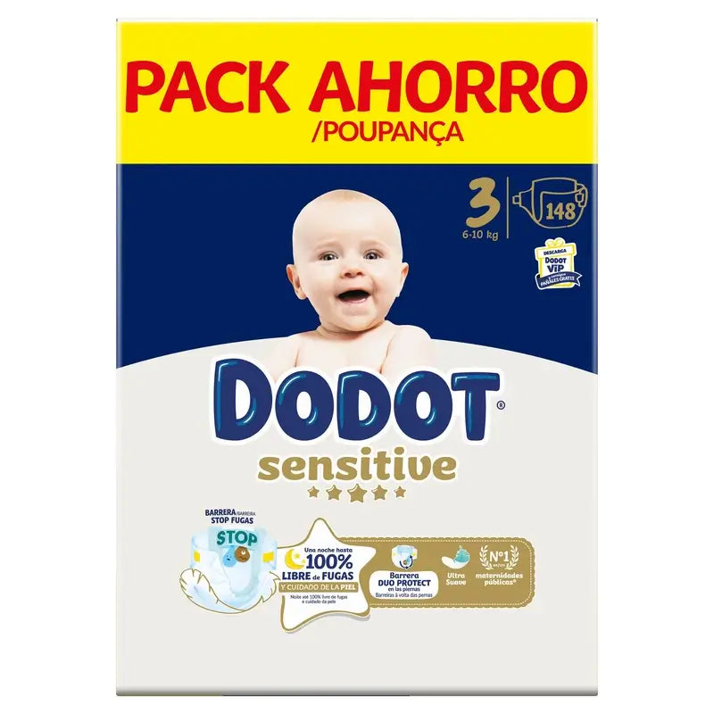 Dodot Sensitive Größe 3, Windeln, 6Kg-10Kg , 148 Stück