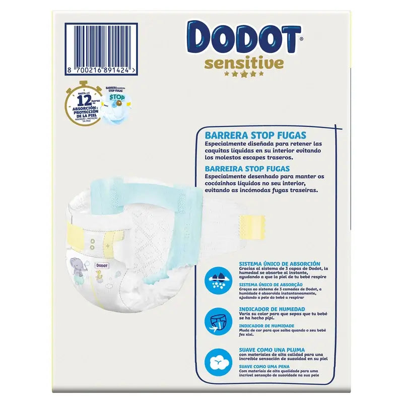 Dodot Sensitive Größe 3, Windeln, 6Kg-10Kg , 148 Stück