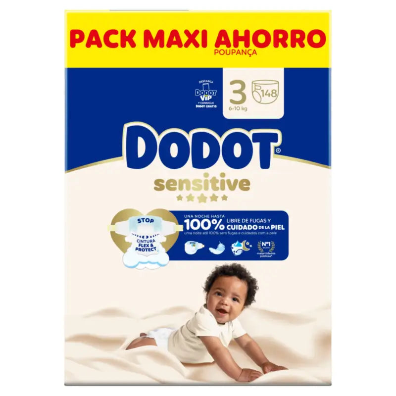 Dodot Sensitive Größe 3, Windeln, 6Kg-10Kg , 148 Stück