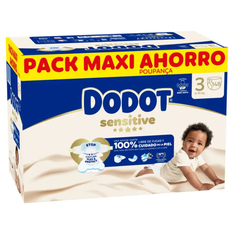 Dodot Sensitive Größe 3, Windeln, 6Kg-10Kg , 148 Stück