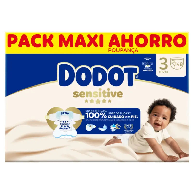 Dodot Sensitive Größe 3, Windeln, 6Kg-10Kg , 148 Stück