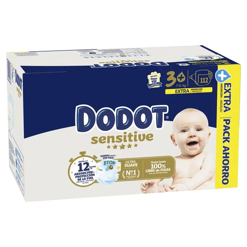 Dodot Sensitive Extra-Box Größe 3+, 112 Windeln