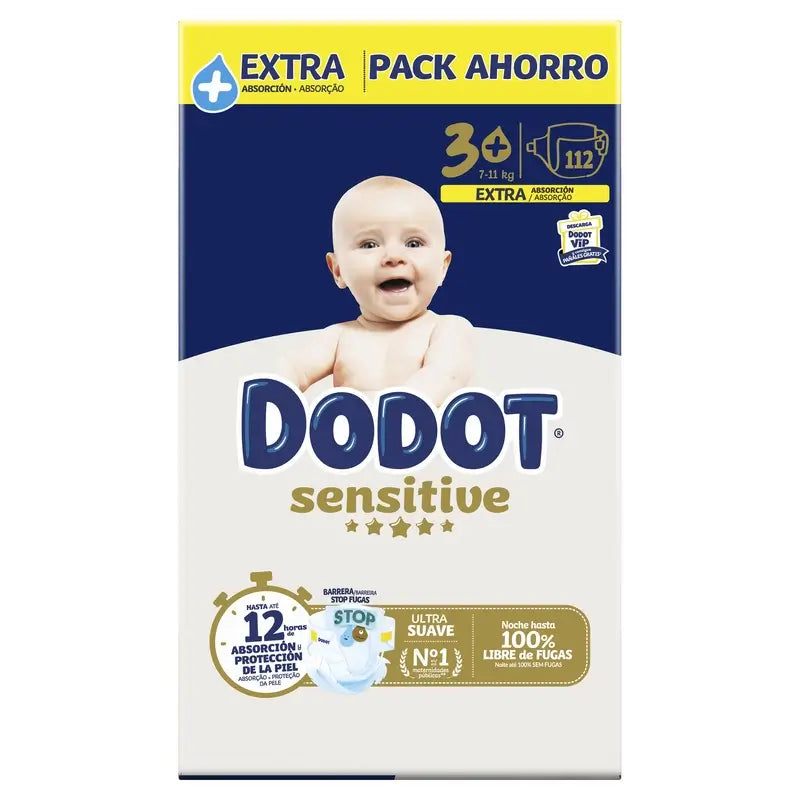 Dodot Sensitive Extra-Box Größe 3+, 112 Windeln