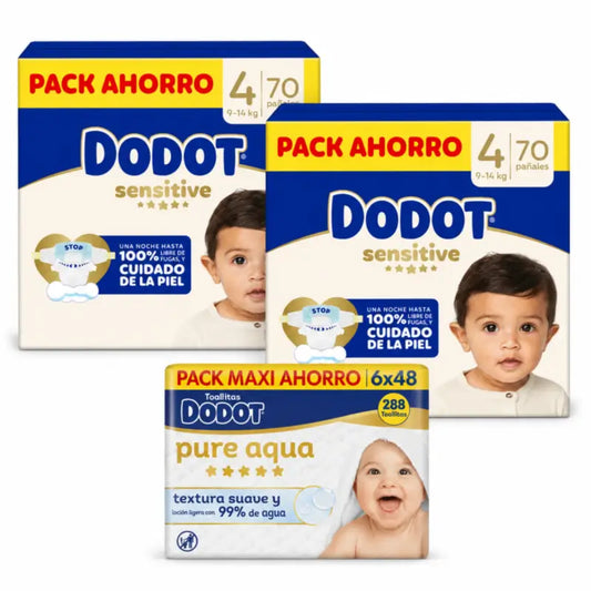 Dodot Sensitive Größe 4 9 Kg, 14 Kg, 140 Windeln + Tücher 6X
