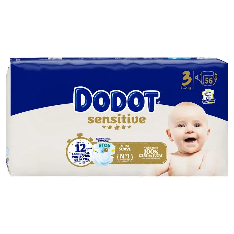 Dodot Sensitive Größe 3 (6-10 Kg), 56 Windeln