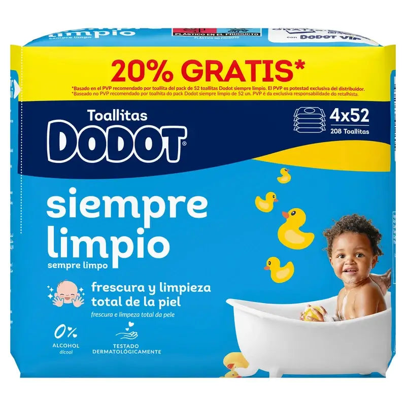 Dodot Dodot Nachfülltücher, 208 Stück