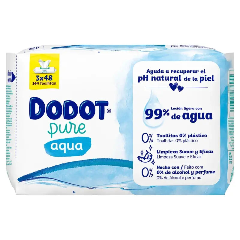 Dodot Dodot Aqua Plastic Free Tücher 3x48, 144 Stück.