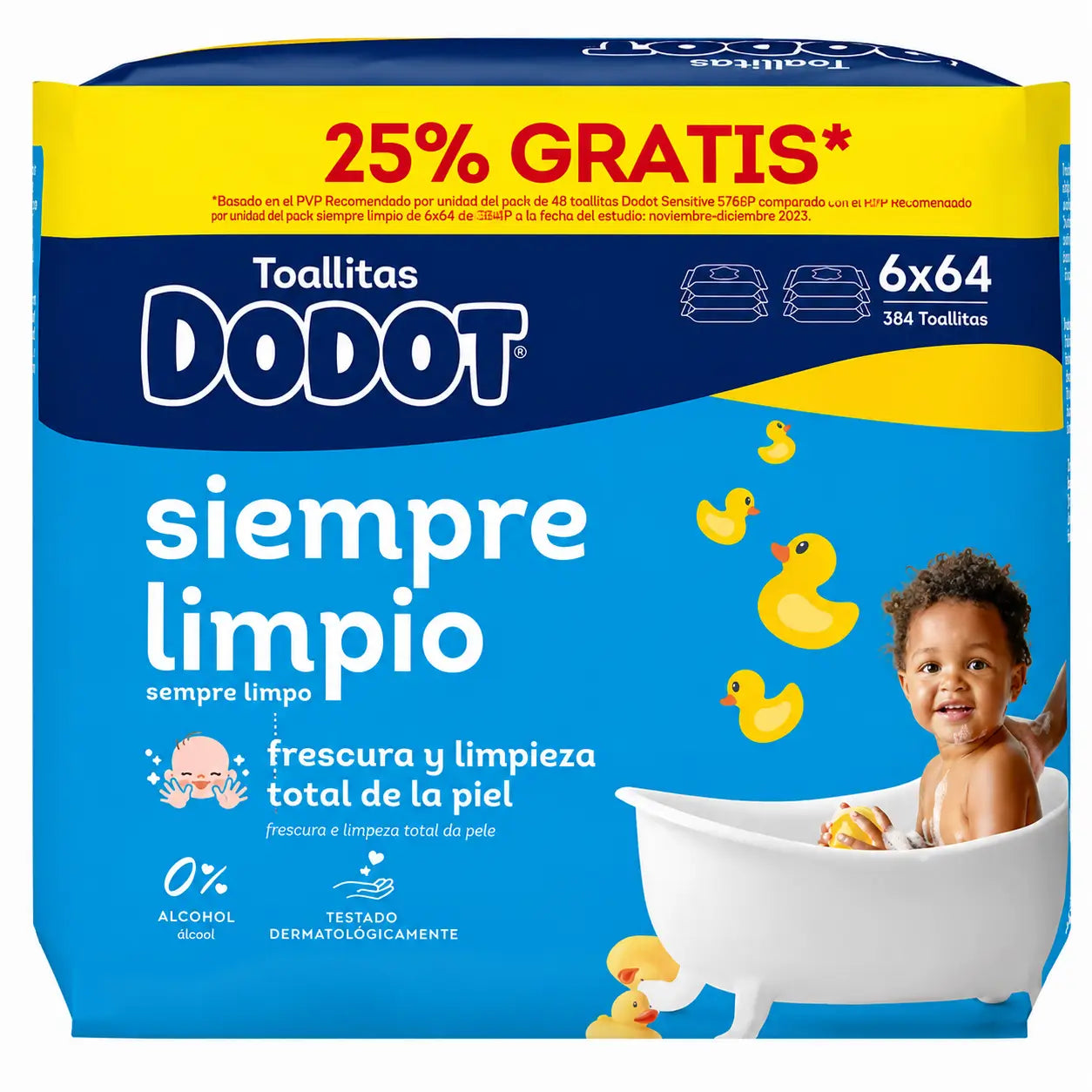 Dodot Mainline Wischtücher, 6x64, 384 Stück (25% FREE)