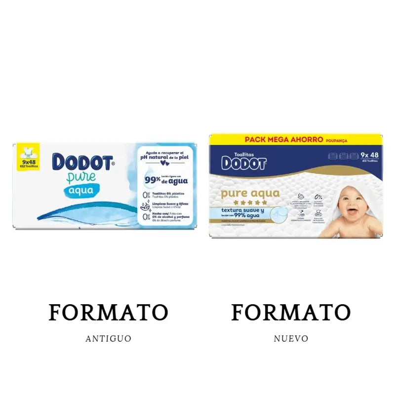 Dodot Pure Aqua Wischtücher, 9x48, 432 Stück.