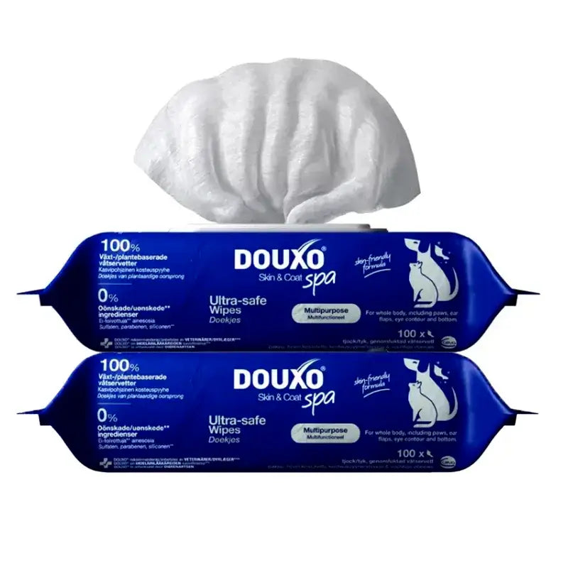 Douxo Skin & Coat Spa Mehrzwecktücher für Hunde und Katzen, Packung 2 x 100 Stück.
