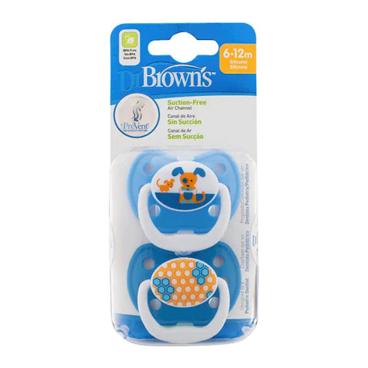 Dr.Brown's Prevent Classic Animal Faces Pacifier T2 6-18 Months Boys, 2 units