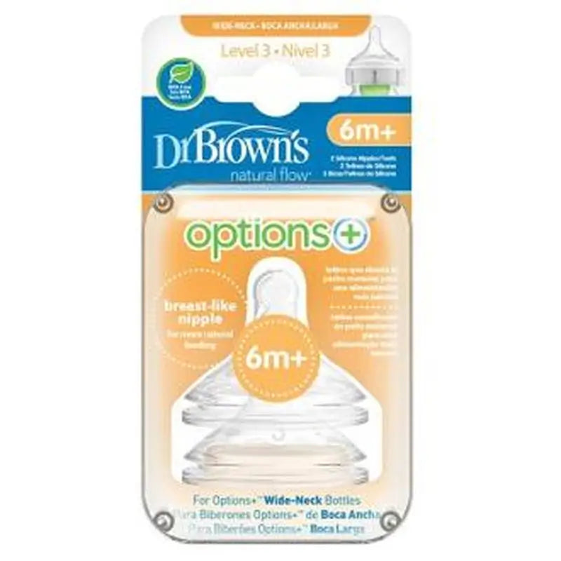 Dr. Browns Optionen Sauger B/Ancha Sili Redon N3 +6M 2Un