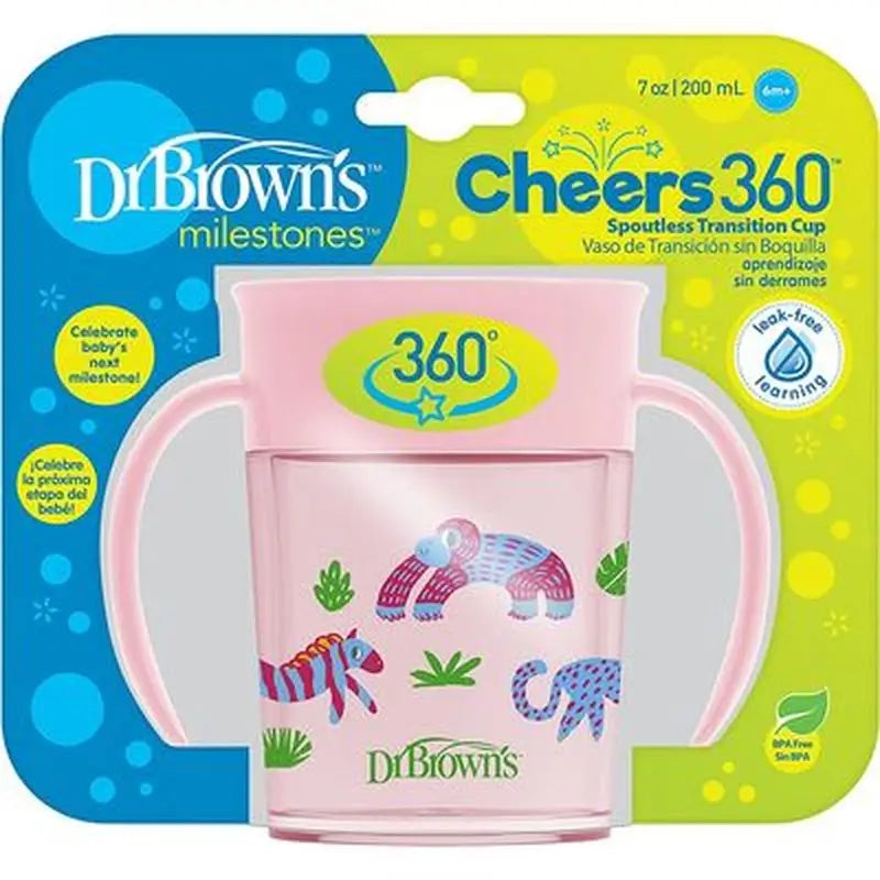 Dr. Brown's 360 Cup ohne Mundstück Rosa mit Griffen 200 ml