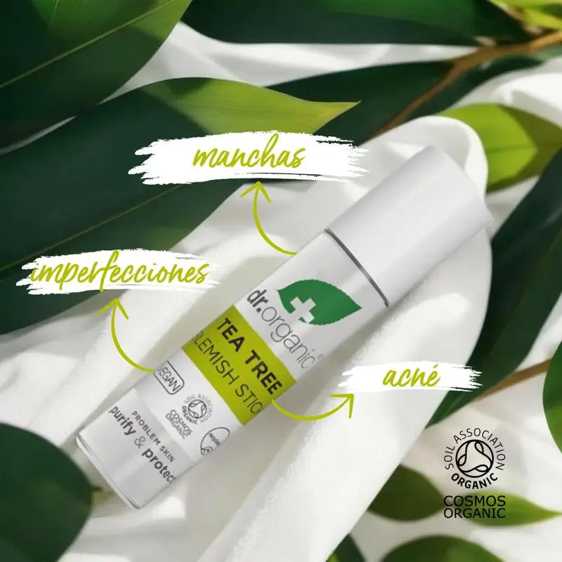 Dr.Organic Tea Tree Stick für Pickel und Unreinheiten Akne oder fettige Haut, 8 g