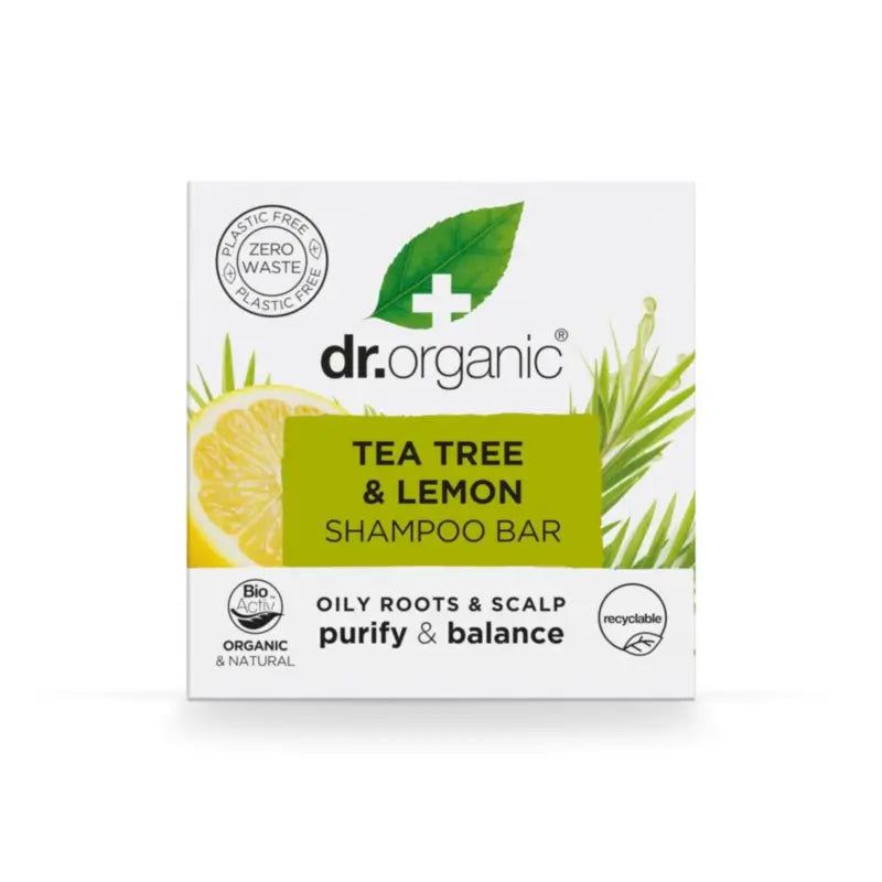 Dr.Organic Festes Shampoo mit Teebaum und Zitrone – für fettiges Haar, 75 ml