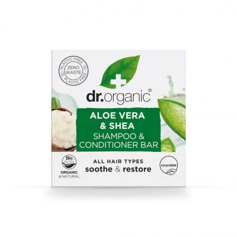 Dr.Organic Festes Shampoo & Spülung mit Aloe Vera und Sheabutter – Für alle Haartypen, 75 ml