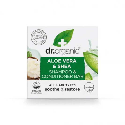 Dr.Organic Festes Shampoo & Spülung mit Aloe Vera und Sheabutter – Für alle Haartypen, 75 ml