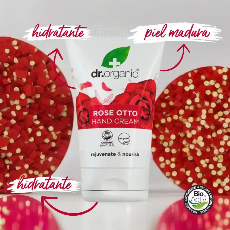 Dr.Organic Rosa Damascena Mature Skin Hand & Nagel Creme, 125 ml