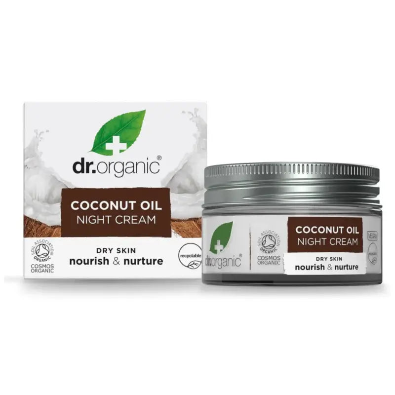 Dr.Organic Nachtcreme mit nativem Kokosöl – für trockene bis sehr trockene Haut, 50 ml