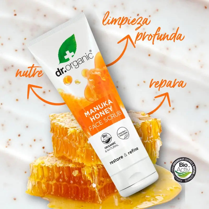 Dr.Organic Manuka Honig Exfoliating Facial Scrub Trockene & empfindliche Haut, 125 ml
