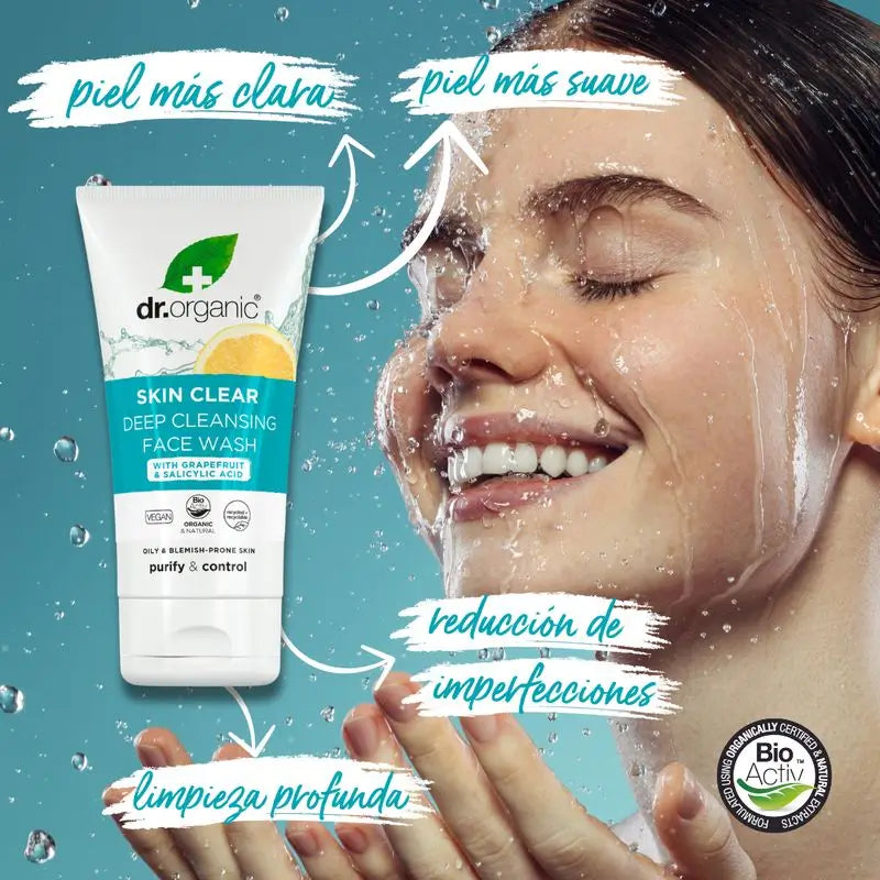 Dr.Organic Skin Clear Facial Cleanser Akne oder fettige Haut, 125 ml