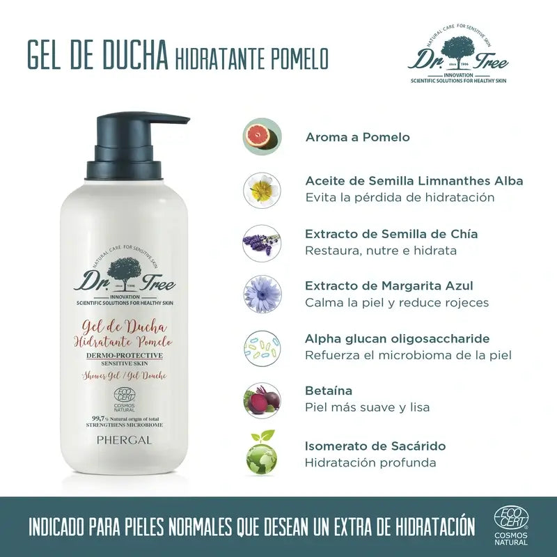 Dr. Tree Natural Grapefruit Duschgel Feuchtigkeitsspendend Empfindliche Haut 500Ml