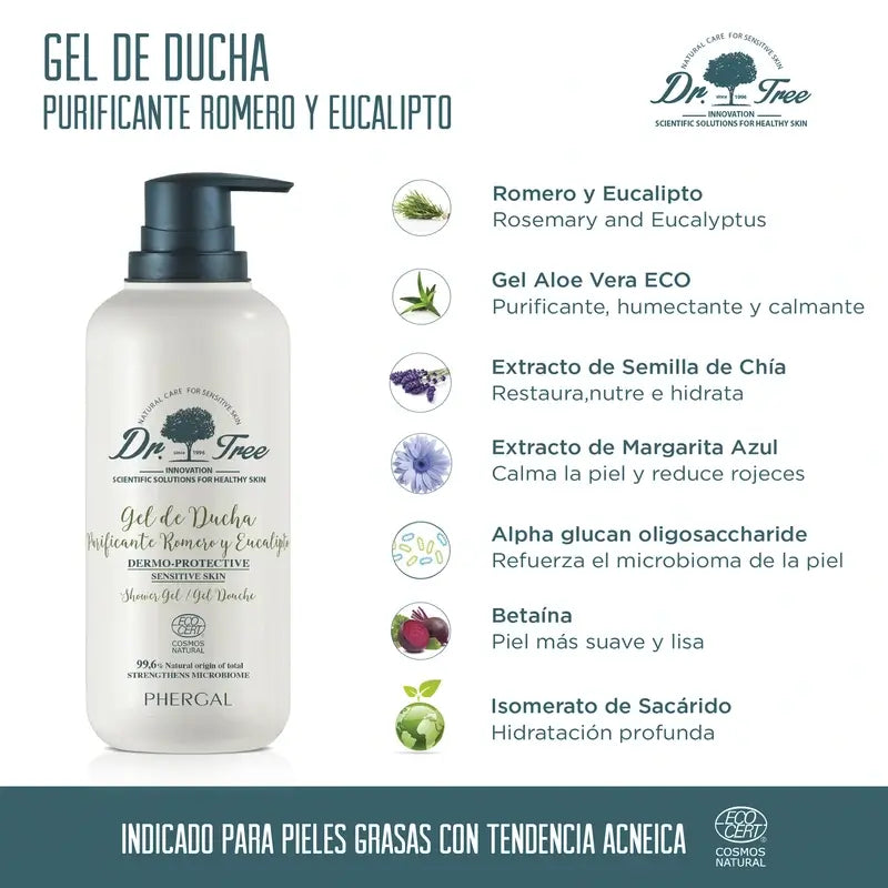 Dr. Tree Natural Rosmarin Reinigende Duschgel empfindliche Haut 500Ml