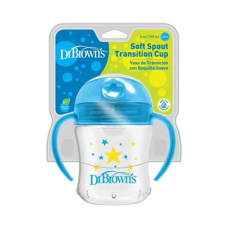 Dr.Brown's Soft Mundstück Transition Cup Blaue Sterne, 180 ml