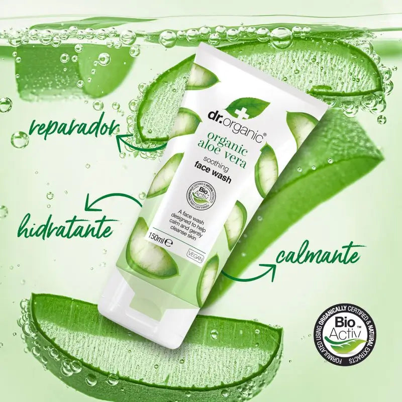 Dr.Organic Aloe Vera Sanfte, beruhigende, regenerierende Gesichtsreinigung, 125 ml
