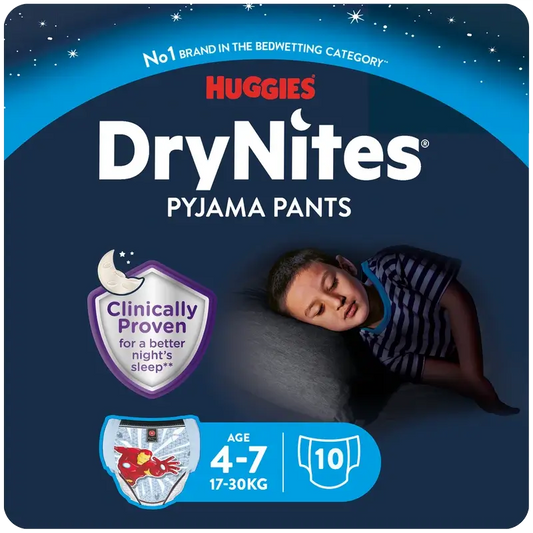 Drynites Nacht-Windeln Größe 4-7 Kind, 10 Stück.