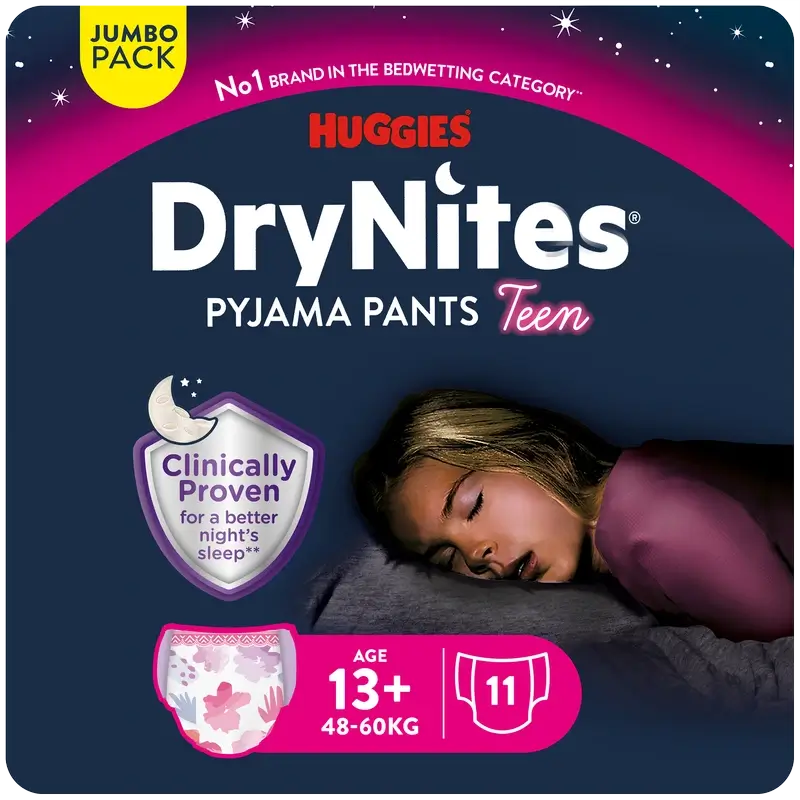 Drynites Größe +13 Nachtwindeln für Mädchen, 11 Stück