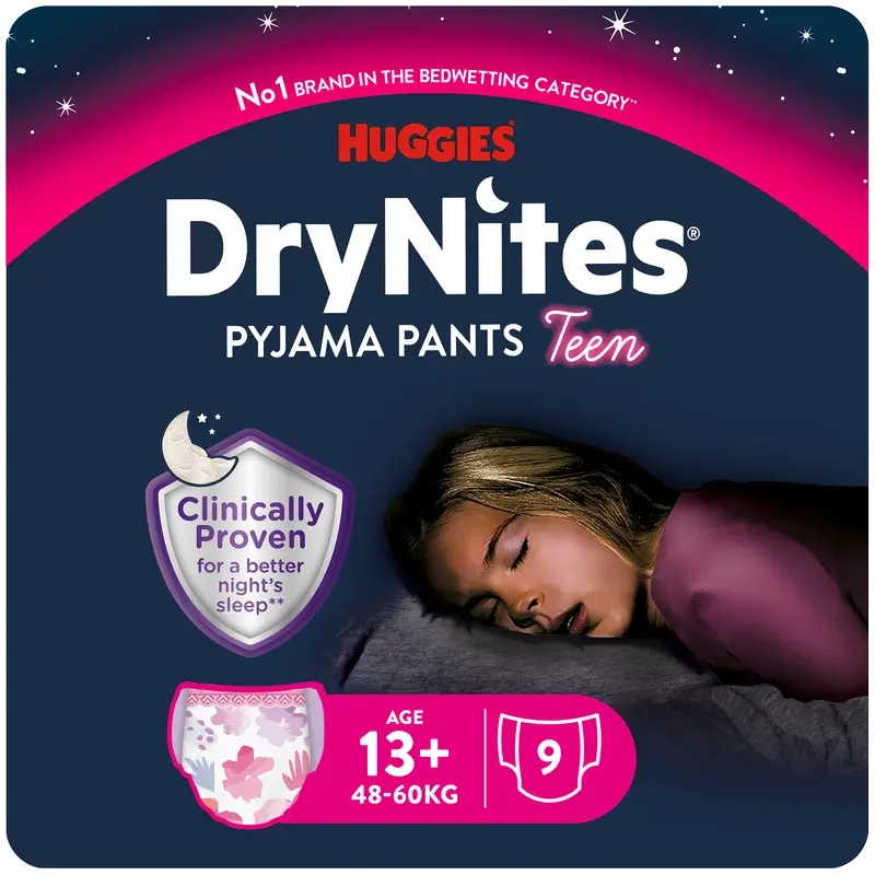Drynites Größe +13 Mädchen Nachtwindeln , 9 Stück
