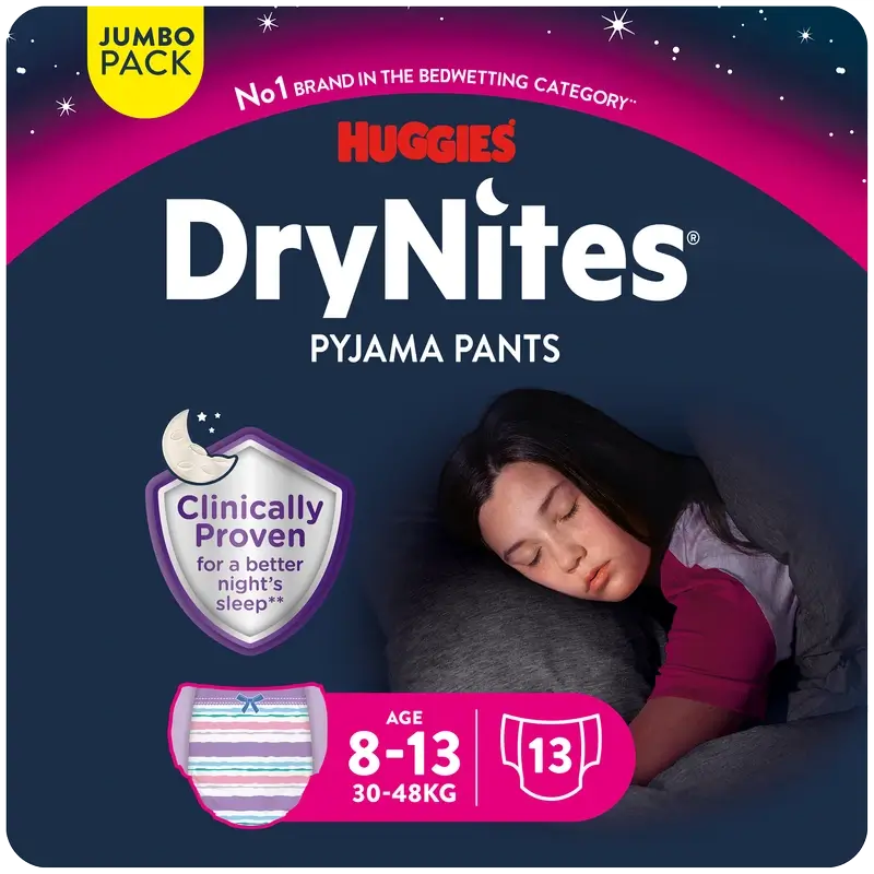 Drynites Nachtwindeln für Mädchen Größe 8-13, 13 Stück