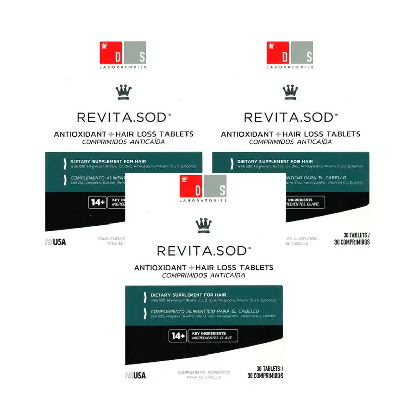 Ds Laboratories Revita Sod Anti-Haarausfall Tabletten, Packung 3 x 30 Stück.