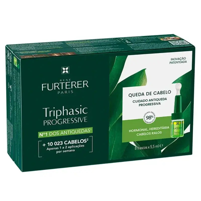 Rene Furterer Triphasic progressiver progressiver Haarausfall, Packung 2 x 8 Flaschen