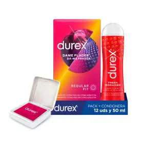 Durex Dame Placer 12 Kondome + Erdbeer-Gleitmittel 50 ml