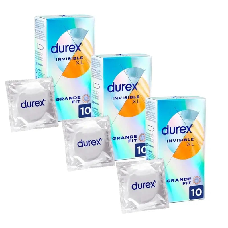 Durex Invisible Xl Ultra Thin, 10 Kondome der Größe Xl, 3er-Pack