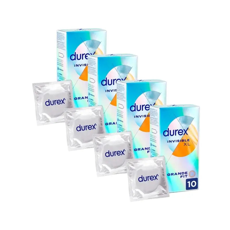 Durex Invisible Xl Ultra Thin, 10 Kondome der Größe Xl, Packung mit 4 Stück