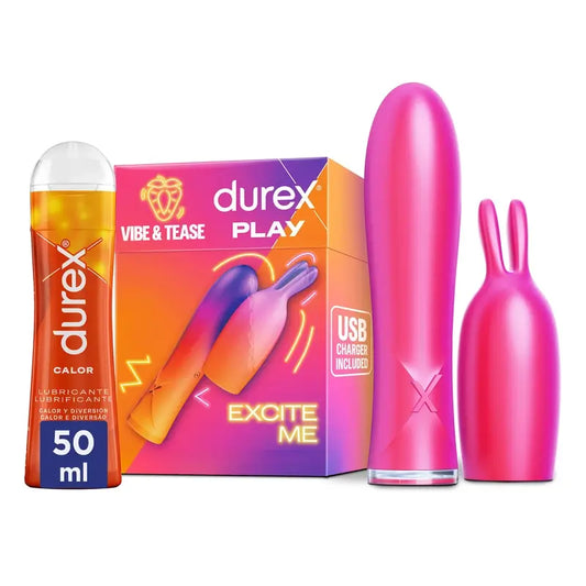 Durex Pack Vibrating Bunny 2 in 1, Vibe & Tease + wärmendes Gleitmittel, 50 Ml