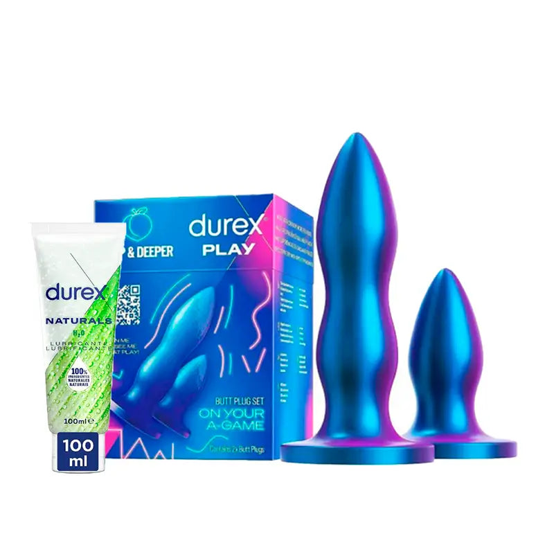 Durex Pack Anal Plugs, Set Deep & Deeper + Natürliches Gleitmittel 100 ml