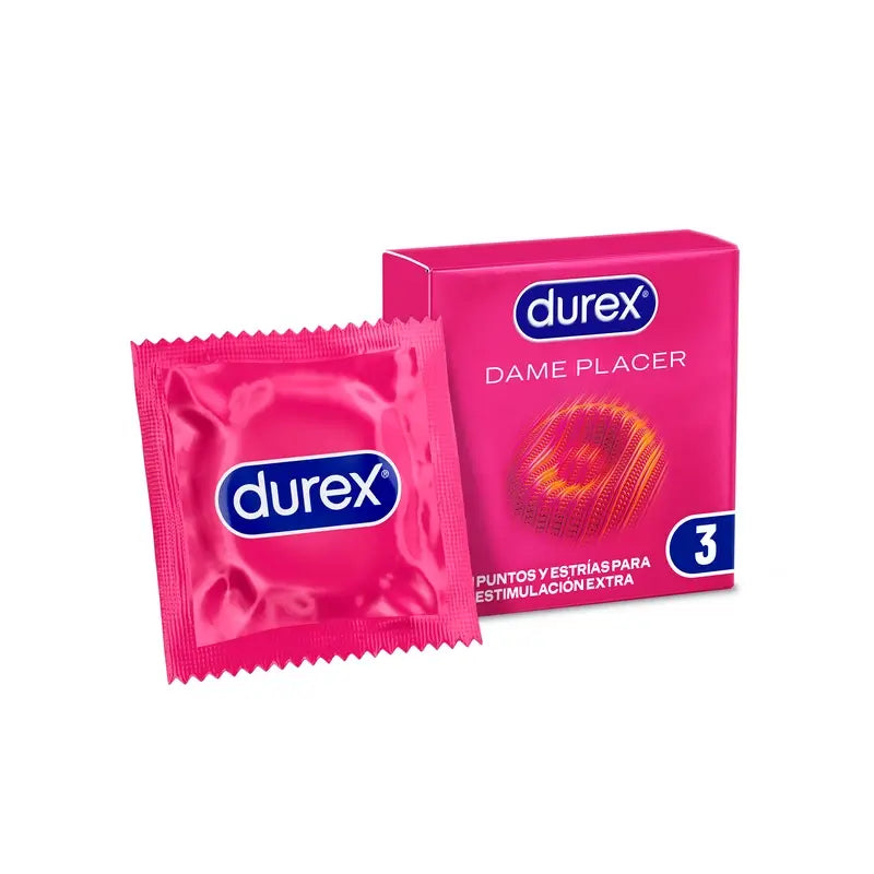 Durex Kondome Give Me Pleasure, mit Punkten und Dehnungsstreifen für zusätzliche Stimulation, 3 Kondome
