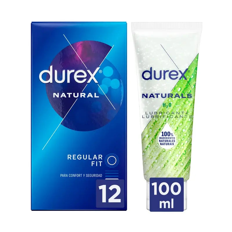 Durex Pack 12 natürliche Kondome + Naturals Gleitmittel 100 ml